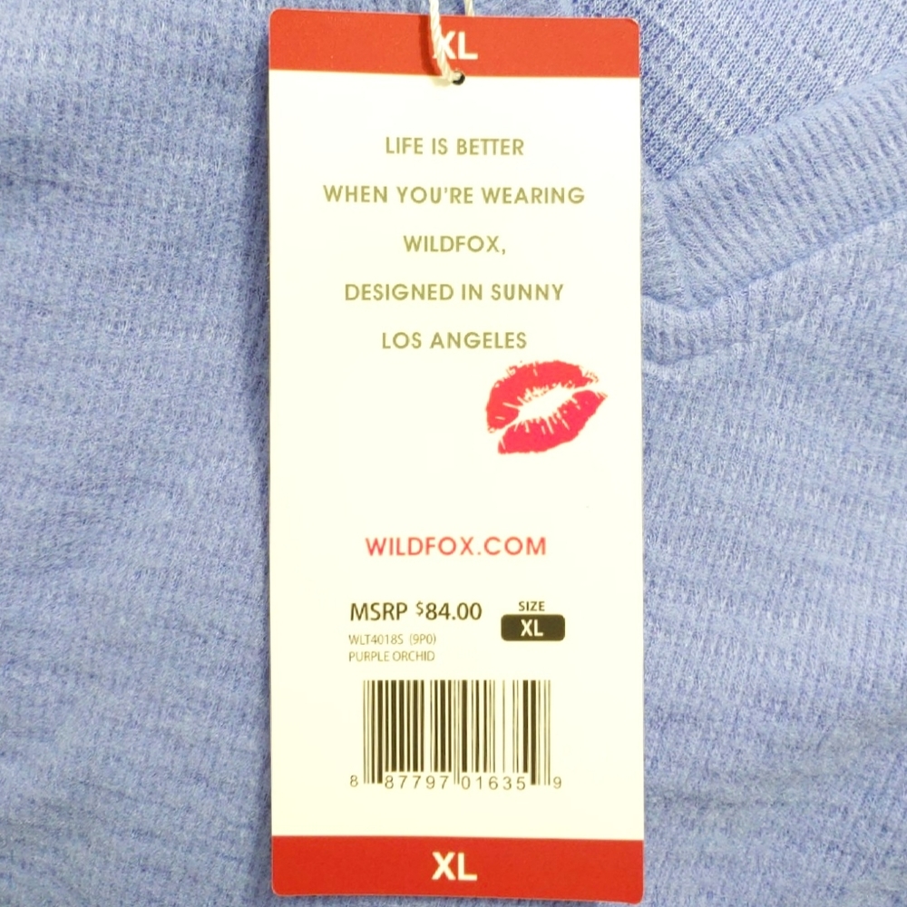 NWT Wildfox $84 Wmns  Purple Orchid Waffle Top - Picture 7 of 7